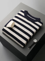 Ellis&Carter O-neck Striped Wool Pullover