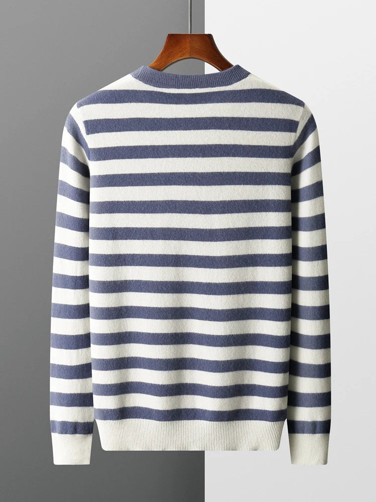 Ellis&Carter O-neck Striped Wool Pullover