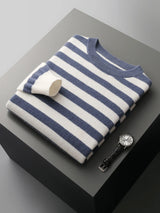 Ellis&Carter O-neck Striped Wool Pullover