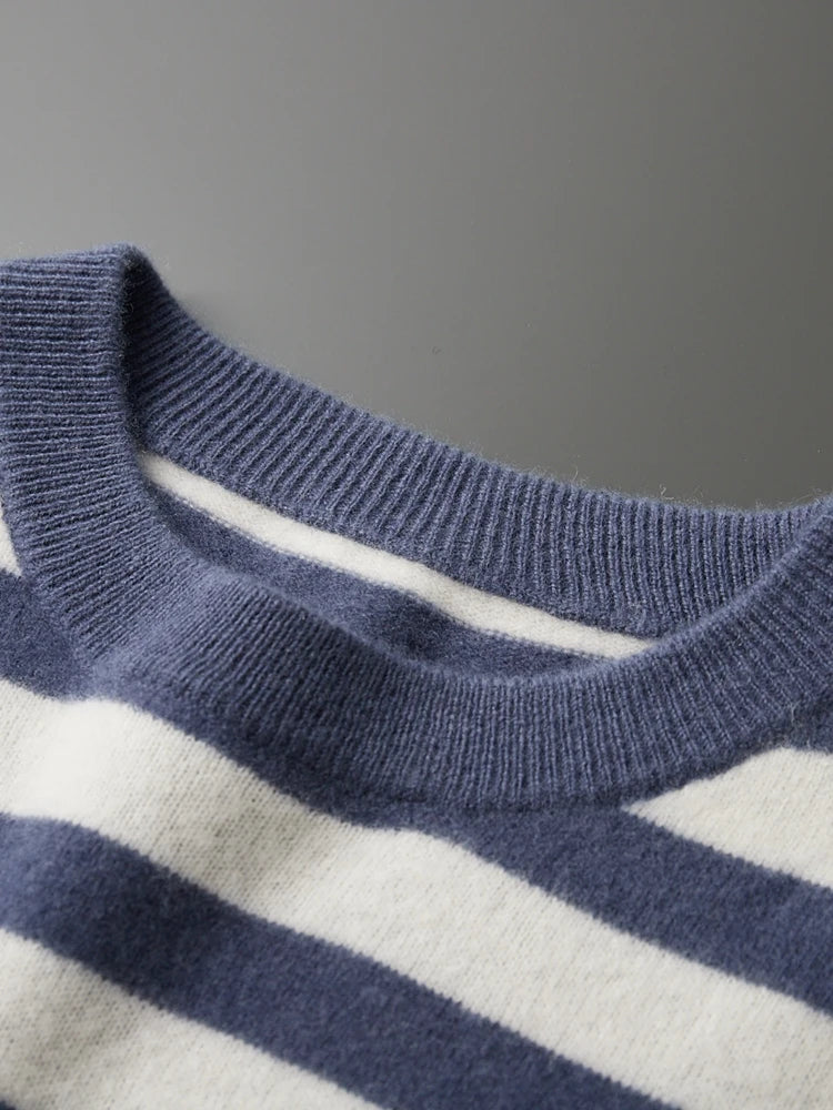 Ellis&Carter O-neck Striped Wool Pullover