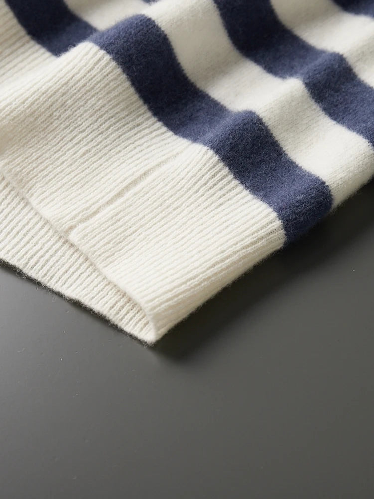 Ellis&Carter O-neck Striped Wool Pullover