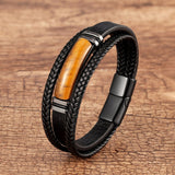 Ellis&Carter Tiger Eye Leather Bracelet